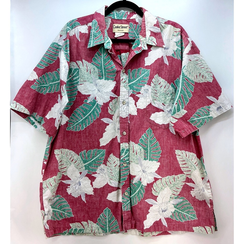 Cooke Street Honolulu Aloha Shirt Sz 2XL Tropical Hibiscus Resort Button‎ Up